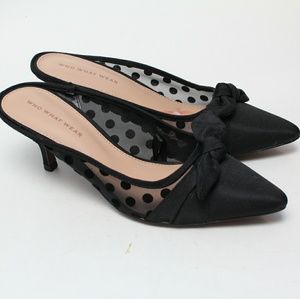 Who What Wear Kitten Heel Mules Size 7.5 Polka Dot